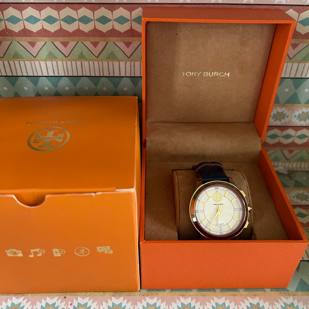Tory Burch Gold and Black Watch with Luxurious Design